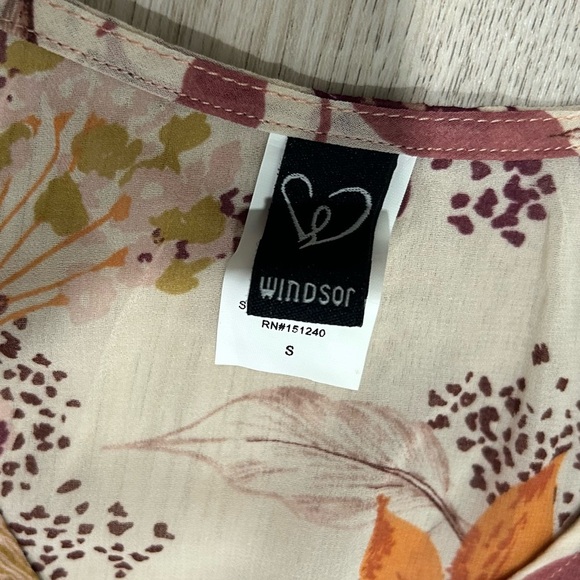 Windsor V Neck Sheer Floral Chiffon High Low Short Sleeve Top Maxi Train Size S - Picture 4 of 7